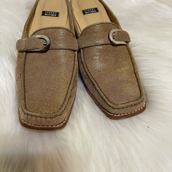 Stuart Weitzman tan leather backless loafers, size 7 1/2 - Picture 2 of 12